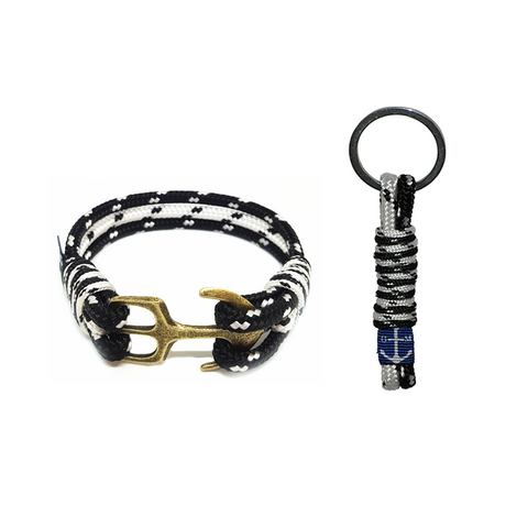 Black and White Nautical Bracelet & Keychain by Bran Marion