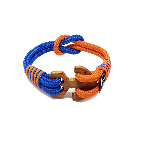 Blue and Orange Wood Anchor Nautical Bracelet by Bran Marion