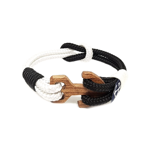 Black and White Wood Anchor Nautical Anklet