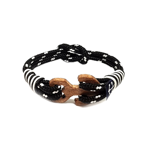 Black and White Wood Anchor Nautical Anklet