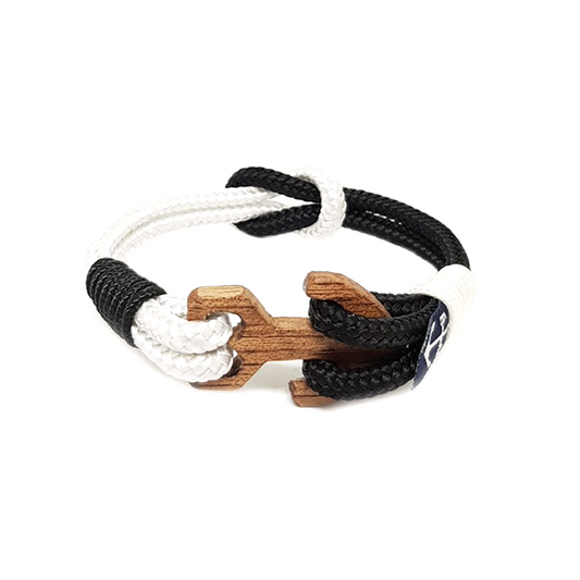 Black and White Wood Anchor Nautical Bracelet by Bran Marion