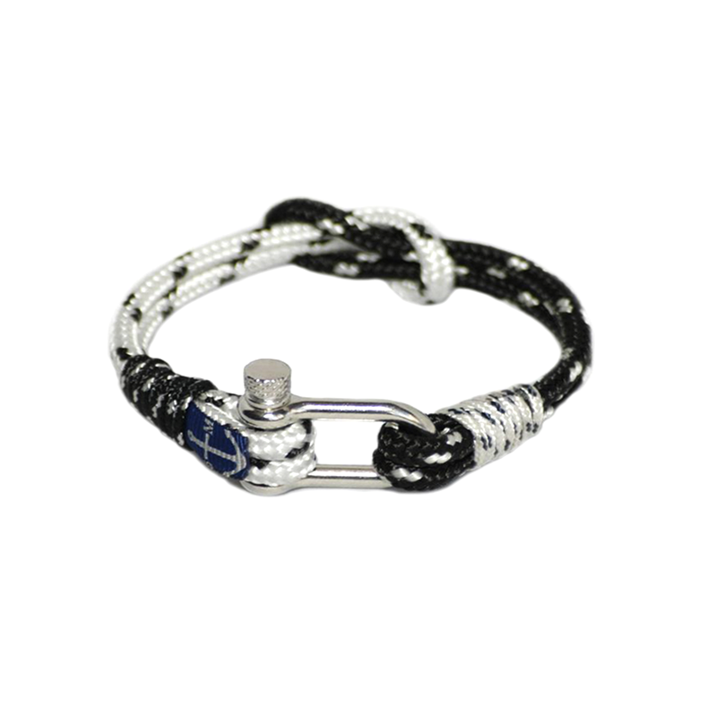 Black Dots and White Nautical Anklet
