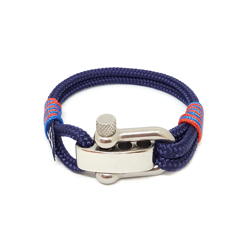 Adjustable Shackle Blue and Red Nautical Anklet