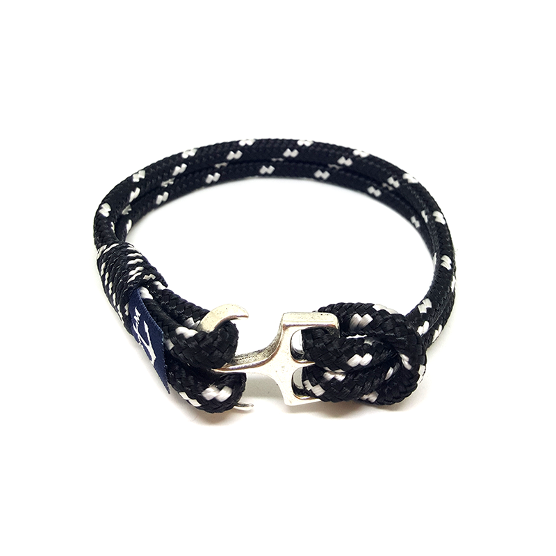 Bran Marion Sailors Black and White Nautical Anklet