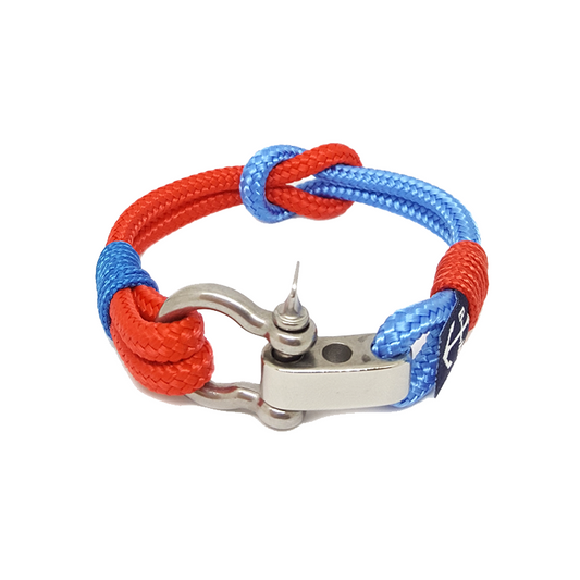 Adjustable Shackle Blue and Red Nautical Bracelet by Bran Marion