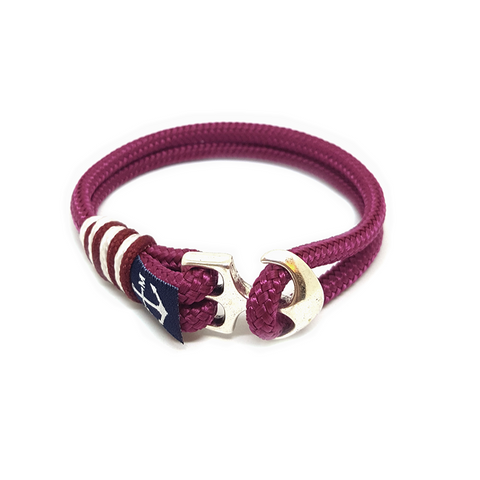Bran Marion Burgundy and White Nautical Anklet