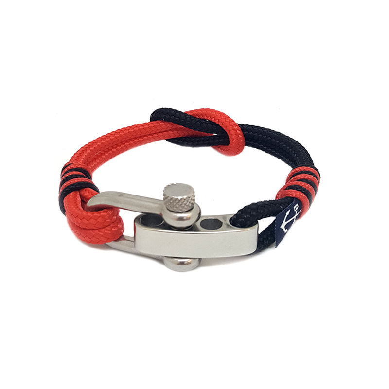 Adjustable Shackle Black and Red Nautical Anklet
