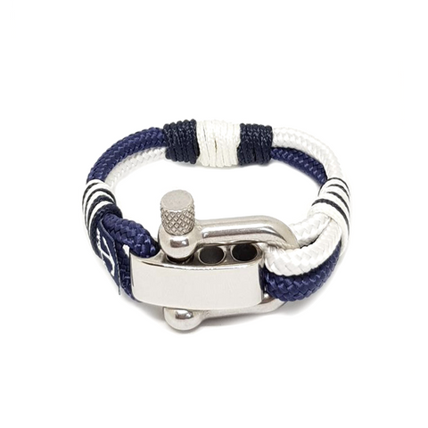 Adjustable Shackle Blue and White Nautical Bracelet