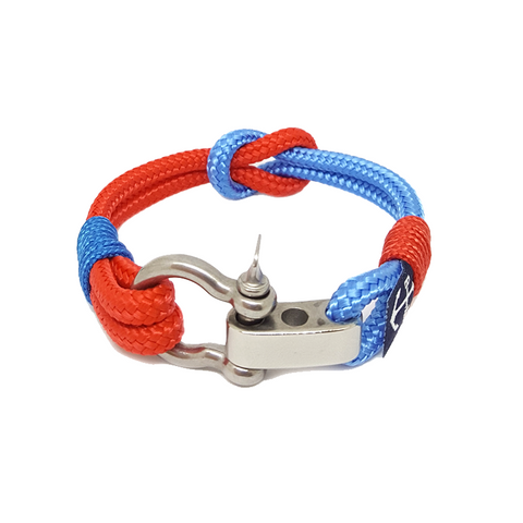 Adjustable Shackle Blue-Red Nautical Bracelet