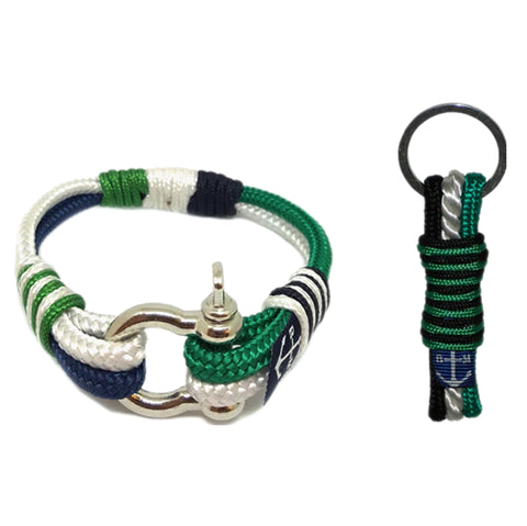 Bran Marion Green, White, and Black Nautical Bracelet & Keychain